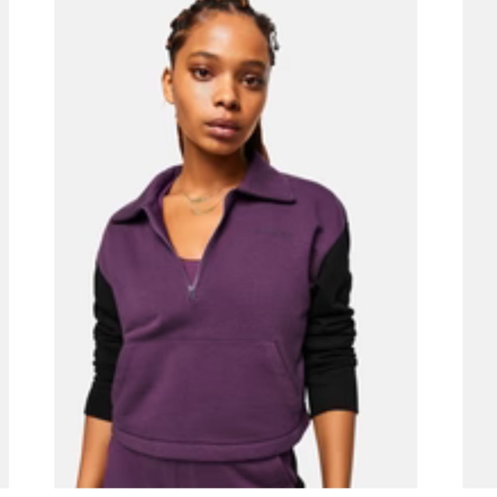 Outdoor Voices - Pickup 1/4 Zip (Black and Purple) Cropped Size L